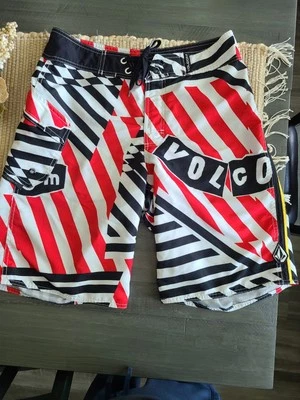 Volcom Modtech Board Shorts Swim Suit, Red Black White Men's Sz 30W - Image 1 of 4