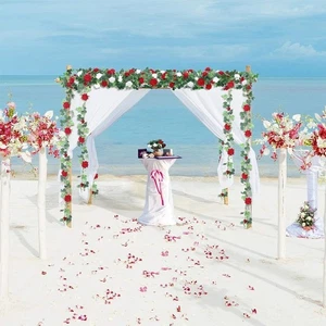 16 Flowers 7ft Artificial Flower Vine Rose Fake Hanging Garland Wedding Decor - Picture 1 of 21