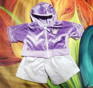 Build A Bear Terciopelo Púrpura Sudadera con Capucha Camisa Denim Falda Ropa de Peluche Conjunto 58I - Imagen 1 de 2
