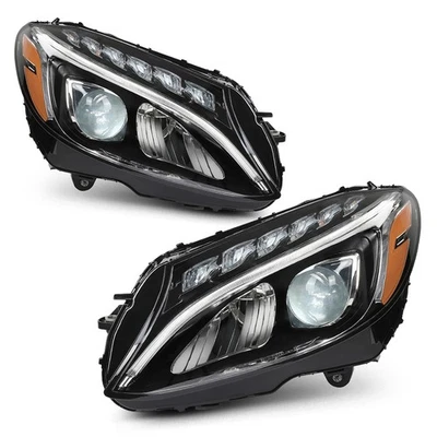 LED Headlights Left+Right Side Fit For 2015-2018 Mercedes Benz C-Class W205 C300 Foto 1 de 4