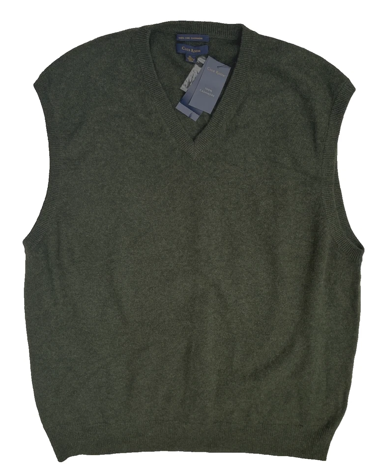 NWT $125 Club Room 100% 2-Ply Yarn Cashmere Sleeveless Knit Vest V-Neck size XL - Image 1 of 4