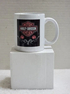 NEW HARLEY DAVIDSON INSPIRED CERAMIC MUG 2 SIDED CUP GIFT BOXED 11 0Z PINK ROSES - Picture 1 of 5