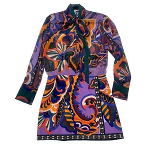 Zara Pucci Mini Dress Neck Tie Multi Color Printed Size S NWOT - Picture 1 of 16