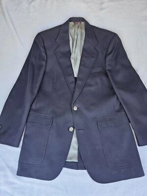 Chaqueta Blazer Schaffner Hart Marx 38R Azul Marino Tejido Suelto Textura Peltre Botón Foto 1 de 4