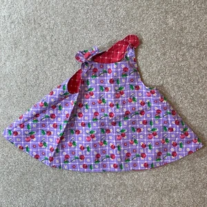 Handmade toddler cross back apron pinafore cherries girls apron dress - Picture 1 of 8