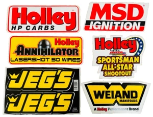 Racing Sticker Decal MIXED LOT OF 6 NEW Vinyl Vehicle Stickers JEGGS HOLLEY MSD - Picture 1 of 2