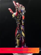 Iron Man MK85 Battle Damage Nano Gauntlet Infinite Gloves 1:1 Resin +Led Replica