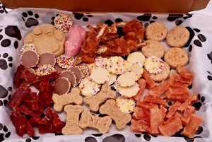 Dog Birthday Treat Gift Box With Selection Choc Treats, Meaty Snacks, Biscuits - Picture 1 of 17