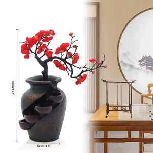 FengShui Flower Vase Waterfall Fountain Indoor Water Fountain Tabletop Decor - Picture 1 of 19