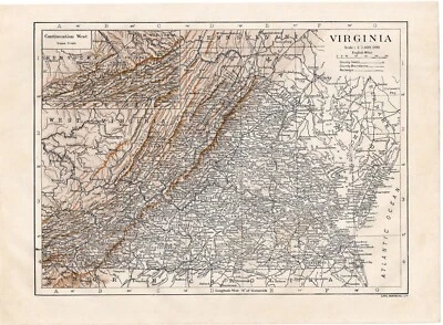 VIRGINIA - Railway Counties Continuation West 1911 Original Antique Map w Video - Image 1 of 2