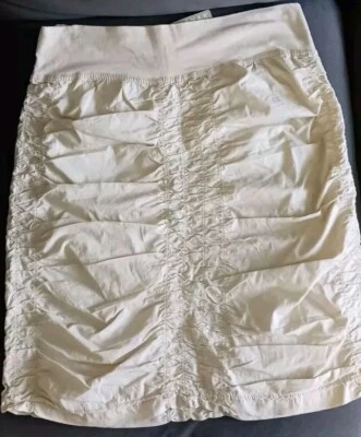 Saia Kenar Tamanho Médio Ruched 96% Algodão 4% Lycra Elástica Novo Creme - Imagem 1 de 4