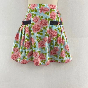 Matilda Jane Apron Skirt Floral Pink Roses Ruffle Hem Girls Size 8 Cute Playful - Picture 1 of 5