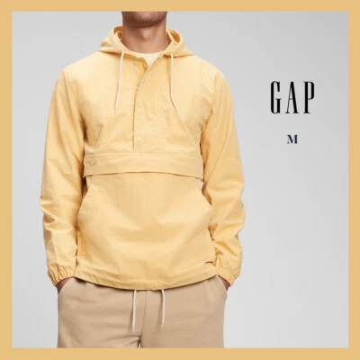 NUEVO CON ETIQUETAS - GAP Chaqueta Pullover con Capucha Media Cremallera, Amarillo Almendra Francesa, Mediana - $98 Foto 1 de 4