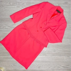 Vintage kasper pink ruffle detail skirt suit jacket and skirt legally blond 10p - Picture 1 of 8