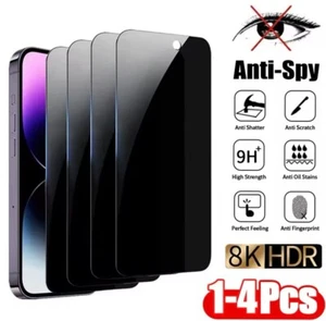 For Apple iPhone 16 15 14 13 Plus Pro Max Tempered Anti-Spy Screen Protector - Picture 1 of 6