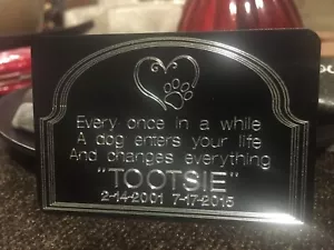 2"x 3" Personalizzato Inciso Pet Memorial, URN, Targa Arte, Targa Cane Gatto Pet Tag - Foto 1 di 2