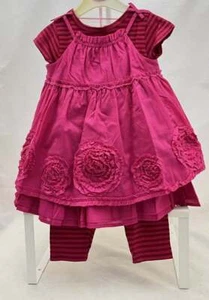 ensemble 4 pièces robe fuschia haut et legging rayé bandeau bébé 6 à 24 mois - Imagen 1 de 4