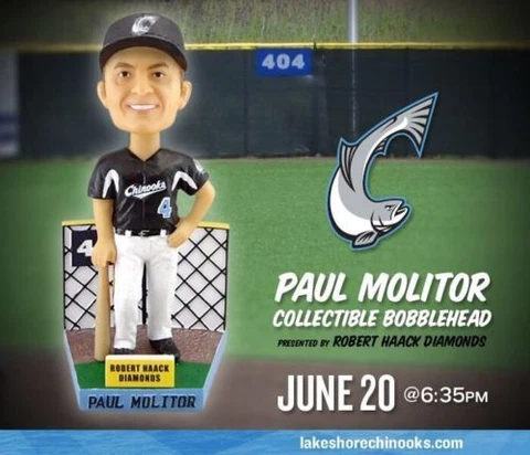 Lakeshore CHINOOKS Milwaukee BREWERS TWINS Paul Molitor Bobblehead SGA 6/20/15 Cover