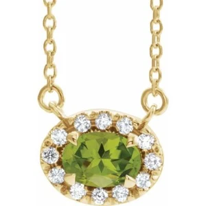 Collar amarillo 14K 5x3 mm peridoto natural y diamante natural 0,05 CTW 16 - Imagen 1 de 2