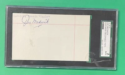 JOE MEDWICK AUTO AUTOGRAPH 3X5 INDEX CARD SGC AUTHENTIC DODGERS GIANTS - Image 1 of 2