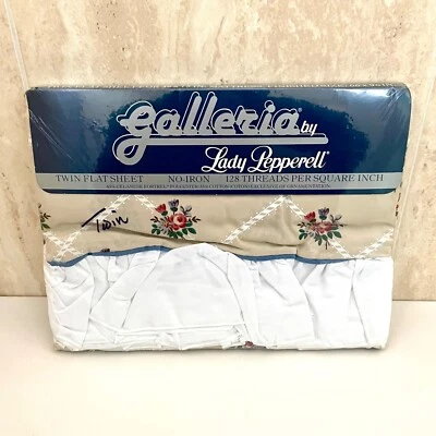 NOS Galleria Lady Pepperell Twin Flat Sheet Bellemeade Vintage No-Iron USA Made - Image 1 of 4