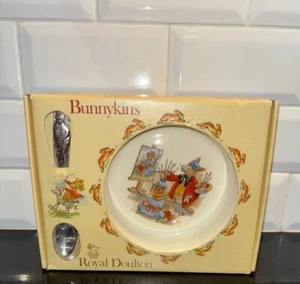 Royal Doulton Bunnykins Nursery Set Baby’s First Plate & Feeding Spoon Baby Gift - Picture 1 of 4