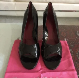 TARYN ROSE BLACK PATENT LEATHER HIGH HEELS SHOES SIZE US 13 EU 43 - Picture 1 of 22