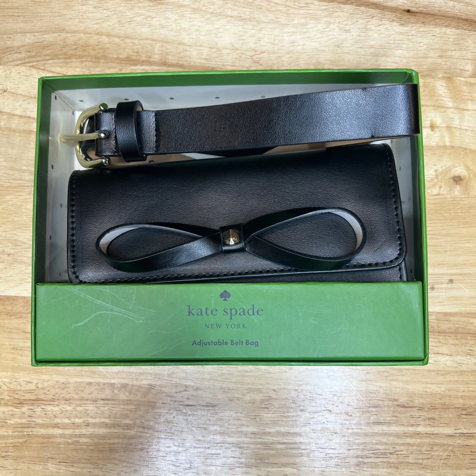Bolso Cinturón Kate Spade Arco Negro Cuero Genuino Logo Para Mujer S/M Nuevo en Caja Precio de venta sugerido por el fabricante $108 Foto 1 de 4