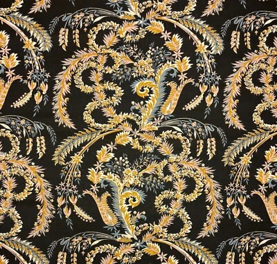 BALLARD DESIGNS WEMBLEY CHARCOAL LARGE FLORAL MULTIUSE LINEN FABRIC BY YARD 54"W - Image 1 of 4