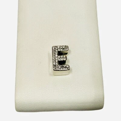 Pandora Sterling Silver Initial E Charm Rhinestones Letter Alphabet 925 - Image 1 of 4