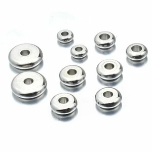 50pcs/lot Stainless Steel Flat Beads 4/5/6/8/10mm Round Loose Spacer Bead Jewelr - Picture 1 of 17