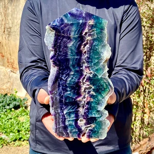 Varita de cristal de cuarzo obelisco de fluorita arco iris natural de 4,2 lb punta de torre curación - Imagen 1 de 16