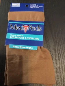 Meds Peds Women’s Sheer Knee Highs Shoe Sz 8-10 Fit Calf Width Up To 14” Med - Picture 1 of 2