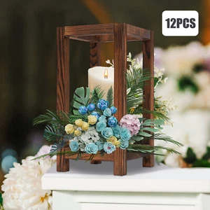 12 Pack Solid Wood Candle Holders Wedding Lantern Centerpiece Table Decoration - Picture 1 of 14