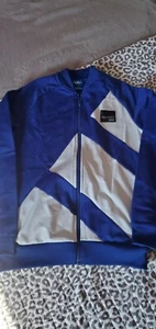 Adidas Boys Youth Size 11/12 blue and white Zip Up Jacket - Picture 1 of 5