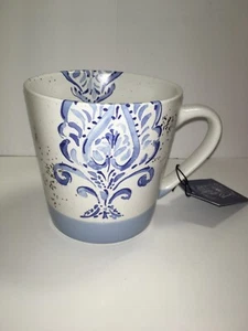 WANDERING MOON Blue PAISLEY X-LARGE COFFEE MUG Double Sided Design NWT - Picture 1 of 5