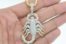 14K Yellow Gold Plated Hip Hop MicroPave ICE CZ Scorpion Pendant with Rope Chain
