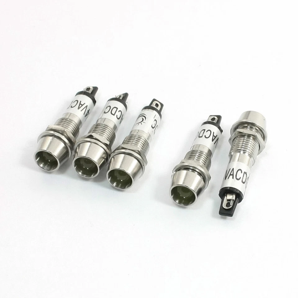 5pcs Yellow Light 2 Pin Connector LED Signal Indicator Lamps DC 24V 16g- - Image 1 of 1