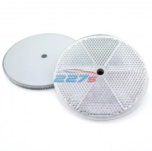 2x White Circular Reflectors with Centre Hole, 84mm, Trailers, Caravans, Markers - Picture 1 of 1