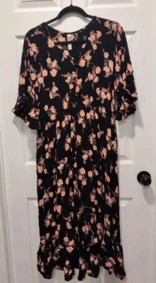 American Rag Black Rosebud High Low Floral Dress Size 2X - Image 1 of 4
