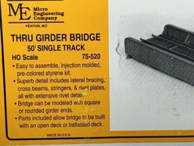 50 foot SINGLE THRU GIRDER BRIDGE with BRIDGE TRACK - HO Scale - KIT 75520 - NEW - Image 1 of 4