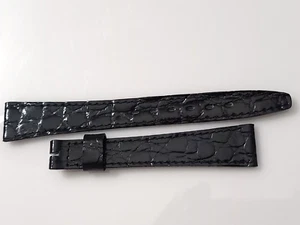 VINTAGE NOS 14X10 MM LADIES AUDEMARS PIGUET BLACK CROCO LEATHER BAND STRAP - Picture 1 of 3