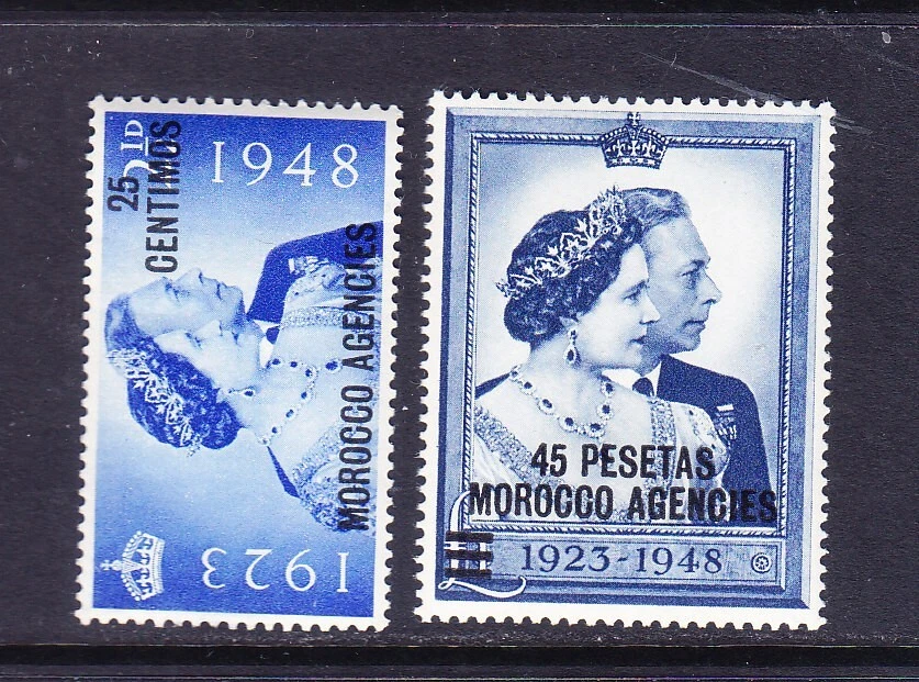 Marrocos Agências, KGVI 1948 Casamento de Prata SG 176-77, Novo em folha, Lote 7867 - Imagem 1 de 2