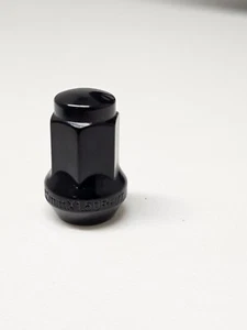 1 x Black Hex Wheel Nut M12x1.5 60° Tapered 17mm Hex Fits Aftermarket Alloys - Picture 1 of 3