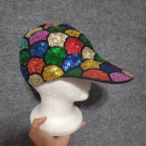 Sombrero de lentejuelas elástico años 80 cuentas multicolores de colección años 90 estilo Selena Quintanilla - Imagen 1 de 9