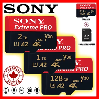 2TB 1TB 512GB 256GB Micro SD Card Class10 High Speed TF Memory Card Phone A2 U3 - Image 1 of 4