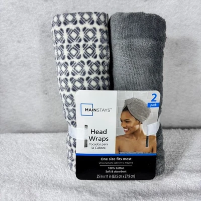 Paquete de 2 envolturas para el cabello o envolturas de ducha Mainstays talla única que elijas Foto 1 de 4