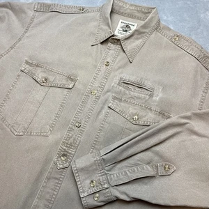 Vintage Banana Republic Safari Shirt Mens L Khaki Tan Military Button Down 80s - Picture 1 of 8