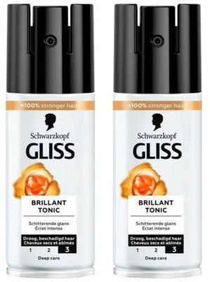 SCHWARZKOPF Gliss BRILLIANT 19- Tonic 100ml Leave-In Spray Shine Anti-Frizz x 2 - Image 1 of 4