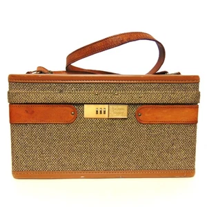 Vintage 70er Hartmann Tweed Kosmetikkoffer Hartschalen Spiegel Etui Flaschenhalter - Bild 1 von 17